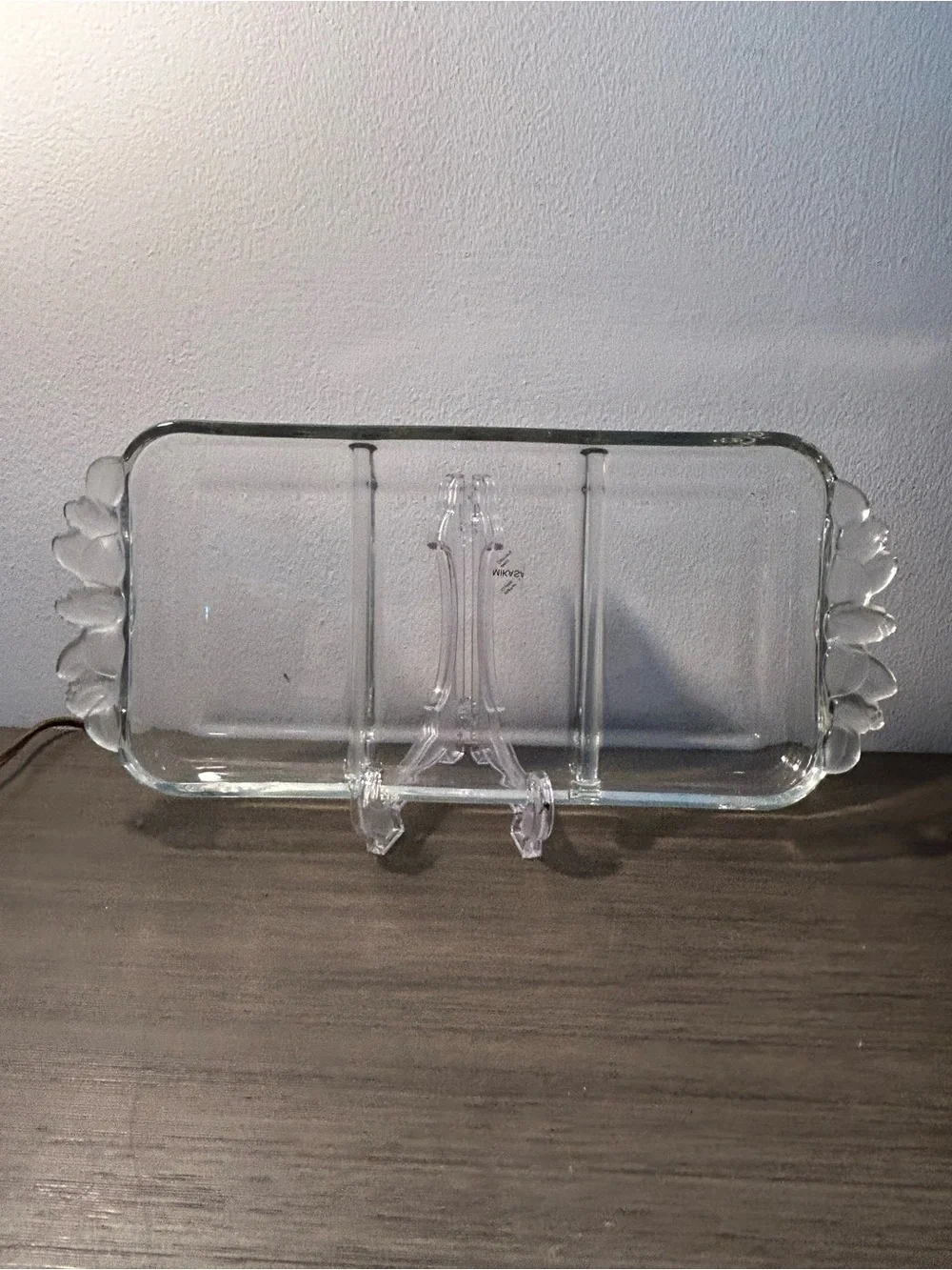 Walther Kristallglas for Mikasa Frosted Rose Pattern Handles Divided Tray